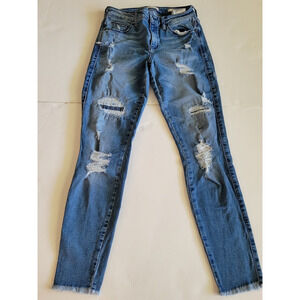 Guess Sexy Curve Distressed Ripped Skinny Jeans Womens 26